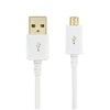 Premium USB 2.0 to Micro USB Charge & Sync 28/24AWG Cable, 3ft - White