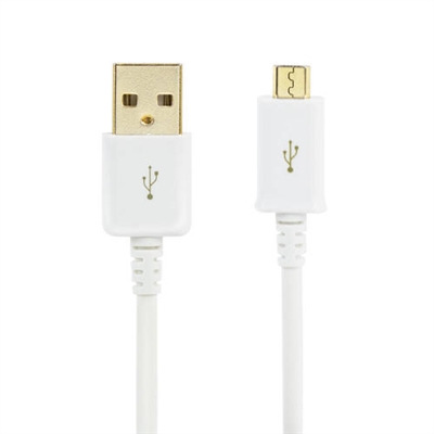 Premium USB 2.0 to Micro USB Charge & Sync 28/24AWG Cable, 3ft - White