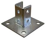 3-1/2 Plated Four Hole Square Single Channel Post Base