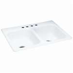 33 X 22 Four Hole 2 Elongated Bowl Steel Sink White