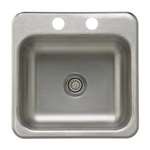 15 X 15 Two Hole 1 Bowl Stainless Steel Bar Sink With ST