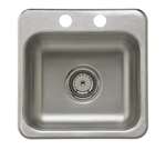 15 X 15 Two Hole Stainless Steel Bar Sink With Strainer