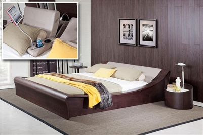 Modrest Geneva Contemporary Platform Queen Size Bed w/ Lights, Cup Holders and iPad Holder by VIG Furniture
