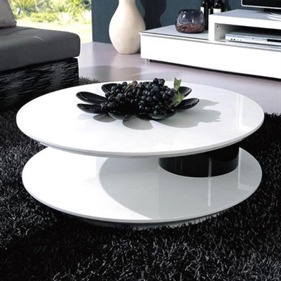 Modrest 5019C Round Black and White High Gloss Lacquer Coffee Table with Swivel Top by VIG Furniture