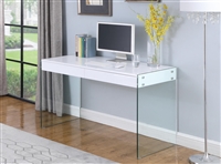 Chintaly Imports Contemporary Gloss White and Glass Desk 6903-dsk