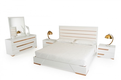Nova Domus Juliet Italian Modern White & Rosegold Nightstand by VIG Furniture MADE IN ITALY
