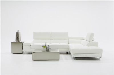 Divani Casa Myst Mini Modern White Eco-Leather Sectional Sofa