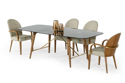 Modrest Kipling - Modern Smoked Glass & Walnut Large Dining Table1