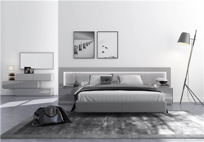 Calgary Grey Glossy King Size Bed