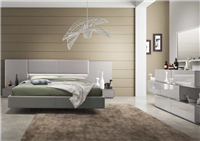Leon Glossy Grey Bed w/LED