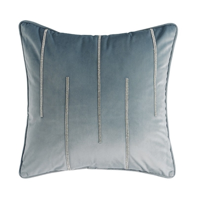 Velvet Double Diamond Striped Accent Pillow in Sky Blue