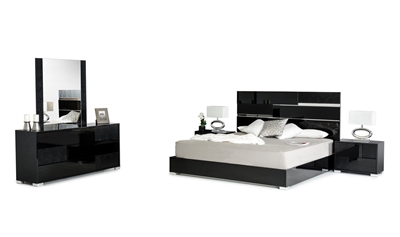 Modrest Ancona Italian Modern Black Queen Size Bed Group by VIG Furniture