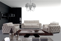 Divani Casa Lumy - Modern Tufted White Leather Sofa with Crystals by VIG Furniture