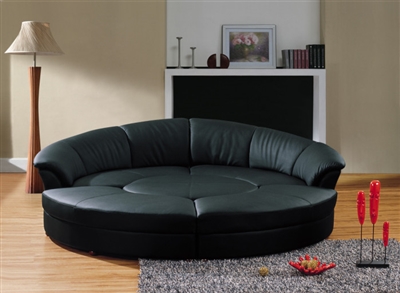 Divani Casa Modern Black Leather Circular Sectional Sofa - Circle by VIG Furniture