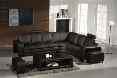 Divani Casa 3330 4 pc. Modern Espresso Leather Sectional Sofa w/2 Ottomans and Coffee Table by VIG Furniture