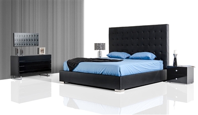 Modrest Lyrica Black Leatherette Tall Headboard Bed by VIG Furniture