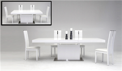 Zenith Modern White Extendable Dining Table