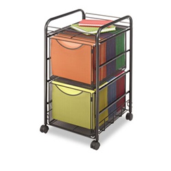 Onyx Mesh Mobile Double File 1-Shelf Black