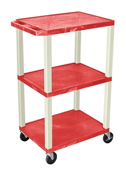 Red and Beige Three Shelf Laminator Cart