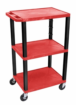 Red and Black Three Shelf Laminator Cart