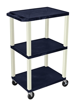 Navy Blue and Beige Three Shelf Laminator Cart