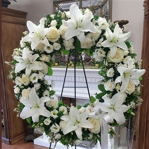 White Lily & Rose Wreath