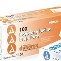 Dynarex PVP Prep Pad Povidone Iodine 10% Povidone Iodine 10% Individual Packet Medium, 1108 - Pack of 100