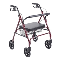 Bariatric Rollator, Go-Lite, Red, 4 Wheel, Heavy Duty, 8 Inch Casters, Drive Medical 10215RD