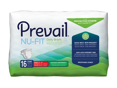 Prevail Nu-Fit Brief, Medium, Moderate Absorbency, Disposable