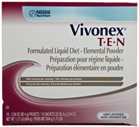 Vivonex TEN Elemental Powder, Unflavored 2.84 Ounce Individual Packet, by Nestle - Box of 10