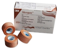 Micropore Surgical Medical Tape, Tan, Paper, 1/2 Inch X 10 Yards, 3M 1533-0, Box of 24