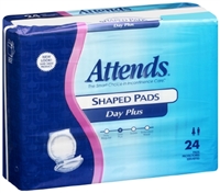 Attends Shaped Pads Day Plus, 24.5", Bladder Control Pad, Liner Pad, SPDP - Pack of 24