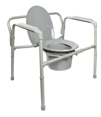 Folding Commode Chair, McKesson, Fixed Arm Steel Frame Back Bar 15-1/2 to 22 Inch Height, 146-11117N-1 - EACH