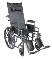 Reclining Wheelchair, McKesson, Desk Length Arm Padded, Removable Arm Style Mag Wheel Black 18 Inch Seat Width 300 lbs. Weight Capacity, 146-SSP18RBDDA 
