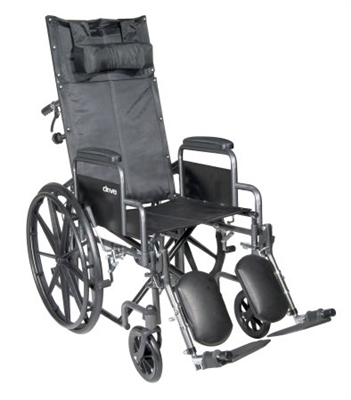 Reclining Wheelchair, McKesson, Desk Length Arm Padded, Removable Arm Style Mag Wheel Black 18 Inch Seat Width 300 lbs. Weight Capacity, 146-SSP18RBDDA - EACH