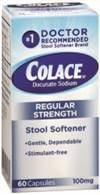 Colace Stool Softener, Capsule 60 per Bottle, 100 mg Strength Docusate Sodium, 67618010160 - One Bottle