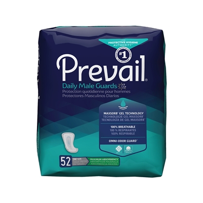 Prevail Male Guard, Bladder Control Pad, 13 Inch Length, Disposable, PV-812/1