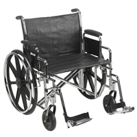 Wheelchair, McKesson, Dual Axle Desk Length Arm Padded, Removable Arm Style Composite Wheel Black 24 Inch Seat Width 450 lbs. Weight Capacity, 146-STD24ECDDA-SF 