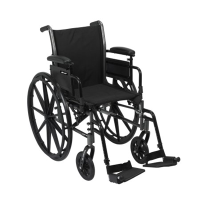 Lightweight 16" Wheelchair, Black, Detachable Flip Back Desk Arm, Swing Away Foot Rest, 300 Lb. Capacity