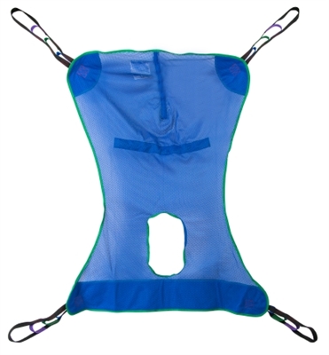 Mesh Full Body Commode Sling, Patient Lift Sling with Commode Opening, Medium Size, 4 or 6 Points, Without Head Support