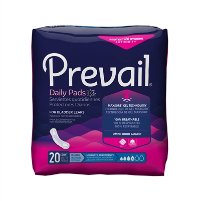 Prevail Bladder Control Pad, 9.25 Inch, Moderate Absorbency, BC-012