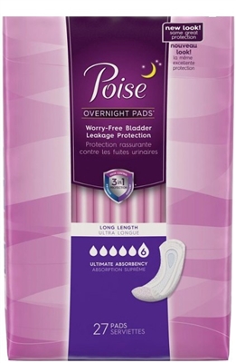Poise Ultimate Absorbency Long Pads, Kimberly Clark 33593