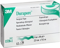 Durapore Medical Tape, Silk-Like Fabric, 1 Inch X 10 Yards, 3M # 1538-1 - Box of 12