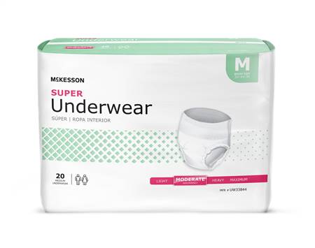 McKesson Adult Underwear Pull On Medium Disposable Moderate Absorbency, UW33844 - Pack of 20
