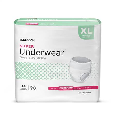 McKesson Adult Underwear Pull On X-Large Disposable Moderate Absorbency, UW33846 - Pack of 14