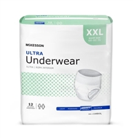 Adult Underwear Diaper, 2X-LARGE, XXL, Heavy Absorbency, McKesson Ultra, UWBXXL - Pack of 12