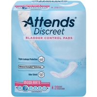 Attends Discreet Bladder Control Pads, Moderate Absorbency Liner Pads, ADPMOD - Pack of 20