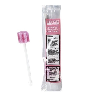 Toothette Oral Swabstick, Unflavored, Pink, Untreated, Foam Tip
