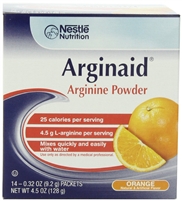 Arginaid Arginine Powder Supplement, Orange, 9.2 Gram Packet, by Nestle - Case of 56