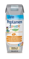 Peptamen Junior with Prebio, 1 Cal Formula, Vanilla, 250 ml, 8.45 oz., by Nestle - Case of 24